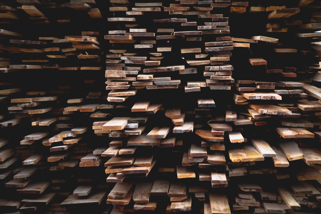 pile flat lumber wood stacked